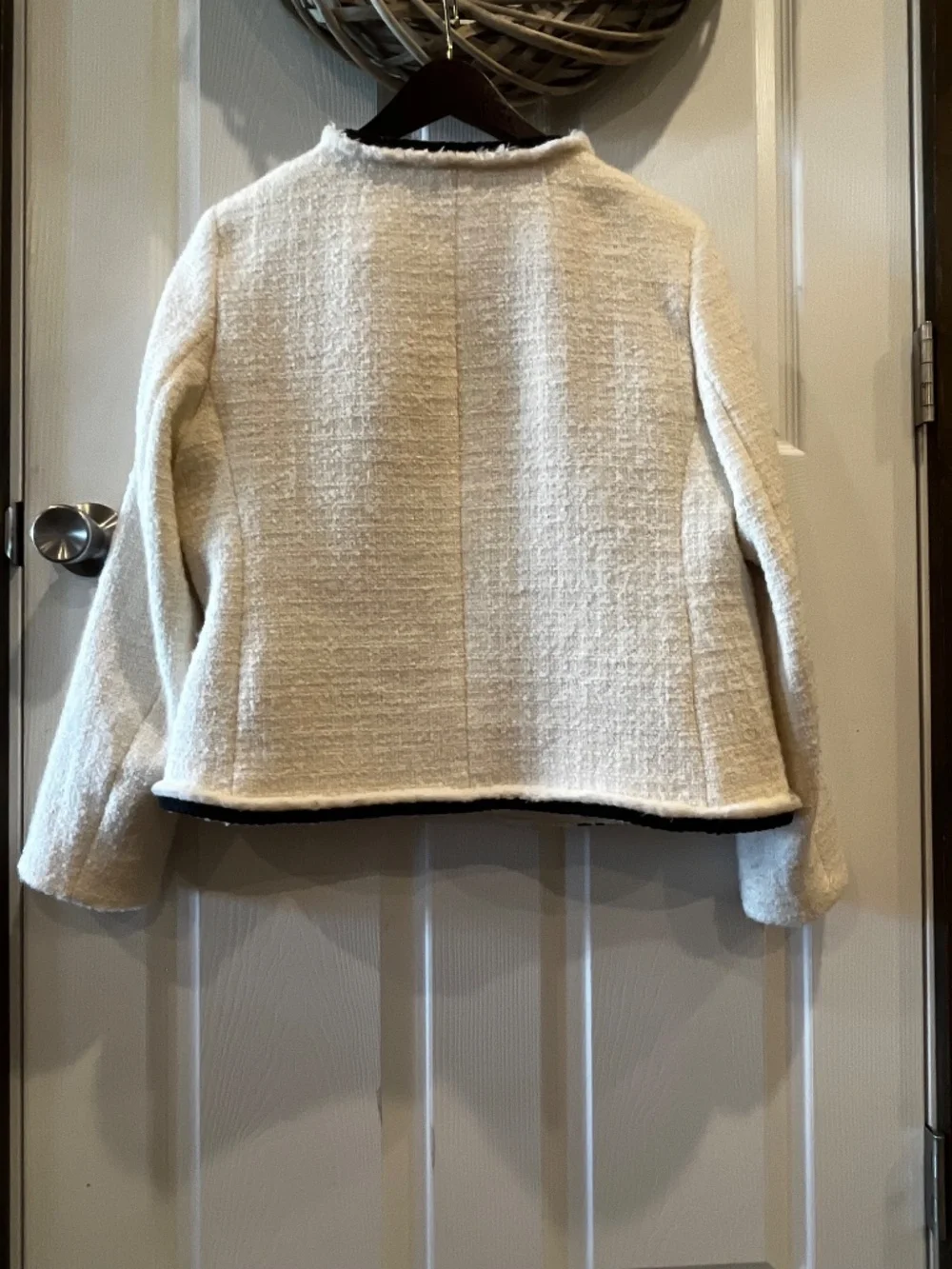 J. Crew Frances Lady Jacket in Maritime Tweed White Black Size 8 BT548